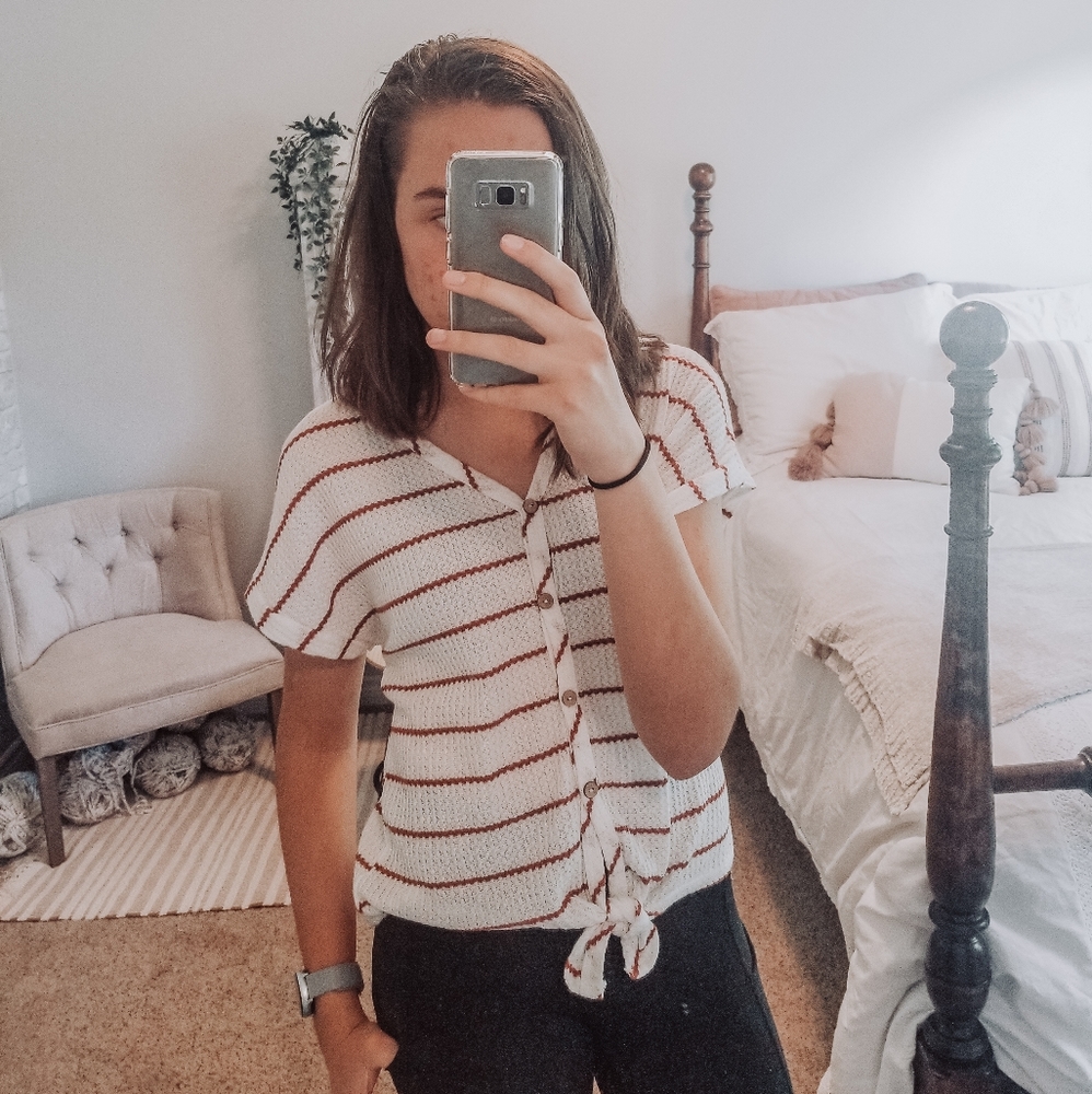 Relaxed Striped Tie Shirt